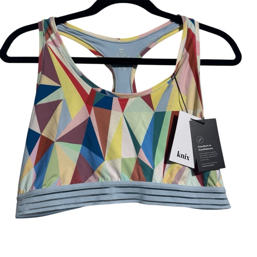 NWT Knix Model Lounge Bra – XXL – Love Triangle Print – Pull-On Comfort